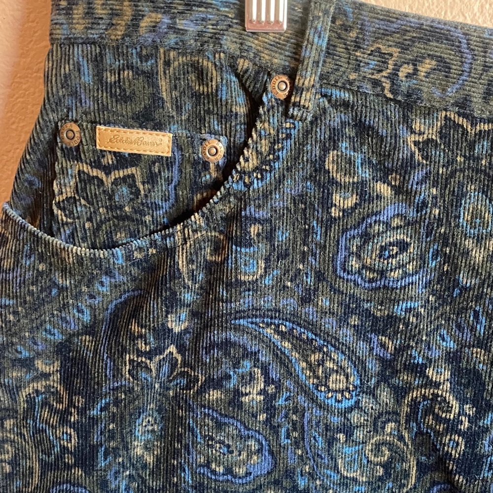 Eddie Bauer 100%Cotton  Dark Blue Paisley Pencil Skirt - Picture 3 of 12